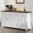 thumbnail image 2 of DEXTRUS 55'' Farmhouse Coffee Bar Cabinet, 4-Door Sideboard Buffet for Kitchen and Living Room, White, 2 of 8