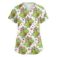 thumbnail image 2 of Scrubs Top For Women,Women's V-Neck Valentine's Day Print Short-Sleeve Pocket Side-Slit Nursing Scrub Top - Dark Green - XXXL, 2 of 6