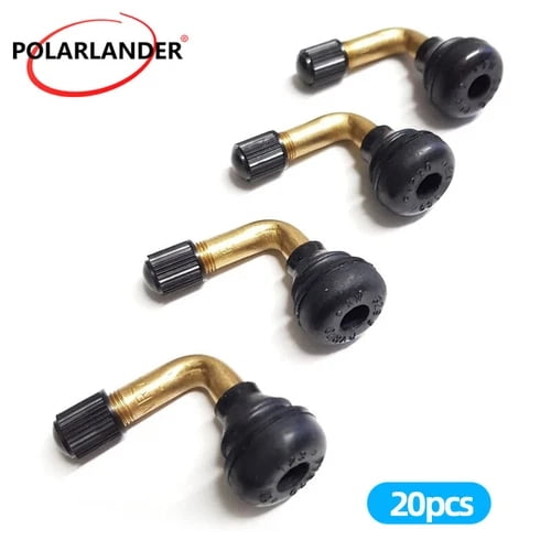 Tubeless Tire Brass Valve  20 Pcs PVR50 45 Degree Angled Stem Snap-in Base Rubber Angled Snap-in Rubber Base