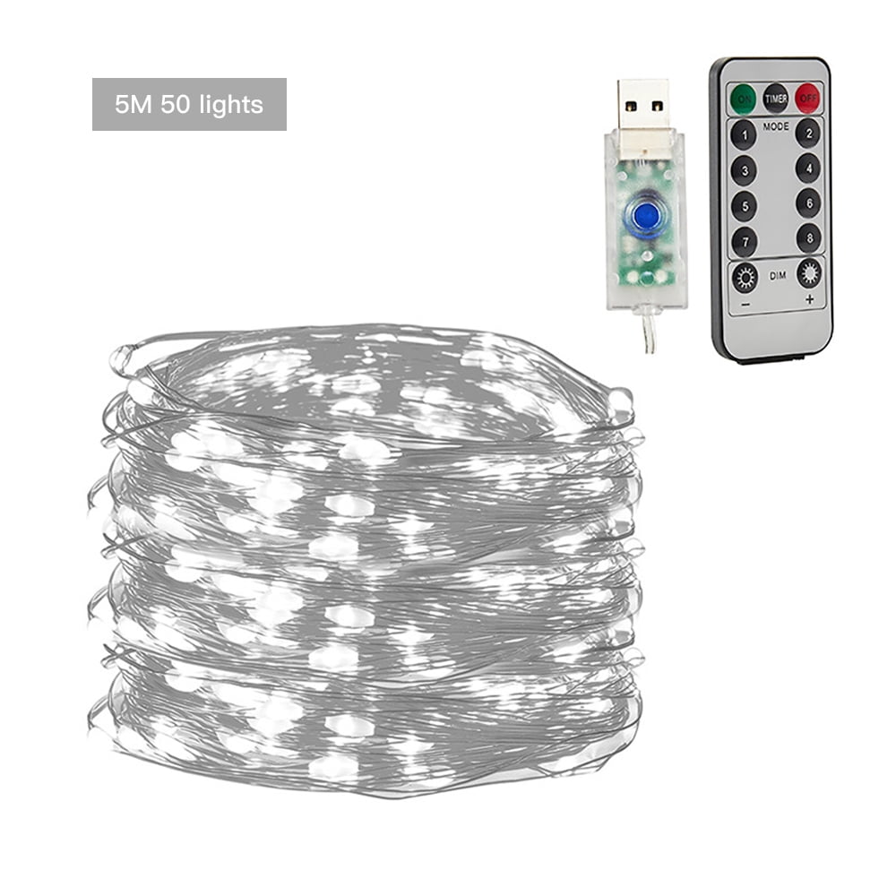 50/100/200LED USB Remote 8 Modes Waterproof Copper Wire String Xmas Fairy Light 