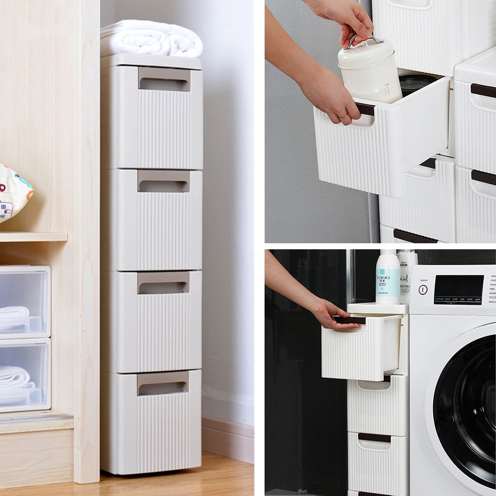 4Tire Rolling Cart Organizer Unit with Wheels Narrow Slim Container Storage for