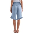 thumbnail image 3 of Women's Bermuda Shorts Knee Length High Waist Plus Size Summer Beach Flowy Wide Leg Short, 3 of 4