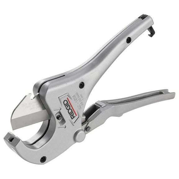 23498 Model RC-1625 Aluminum Ratchet Action 1/8" to 1-5/8" Plastic Pipe And Tubing Cutter, Silver, Small