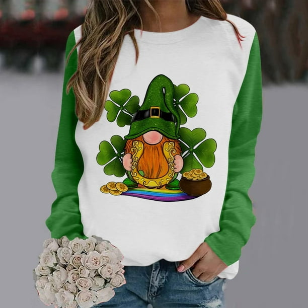zanvin Womens St. Patrick's Day Casual Sweatshirt Long Sleeve Shirts Irish  Cute Pullover Tops,Green,XXL 