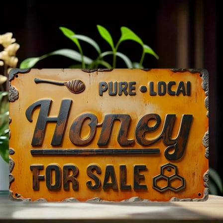 Vintage Metal Wall Art,Local Honey Sale Sign,Retro Tin Sign Decor,Suitable for home decoration,living room,dining room,bedroom and other spaces-8×12 INCH