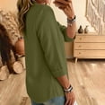 thumbnail image 4 of SBYOJLPB Women's Solid Color Tops 3/4 Sleeve Cotton-linen V-neck Pullover Top, 4 of 6