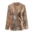 thumbnail image 4 of Women Shinny Sequins Blazer Casual Party Jacket Coat Fall Rave Outerwear Blazer, 4 of 12