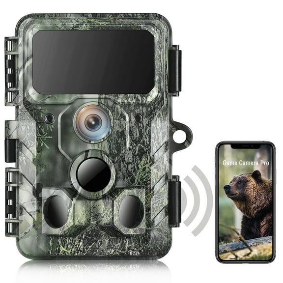 CAMPARK WiFi Trail Camera 4K 48MP Game Hunting Deer Cameras with Night Vision IP66 Waterproof  Motion Activated 2.4"LCD for Wildlife Monitoring