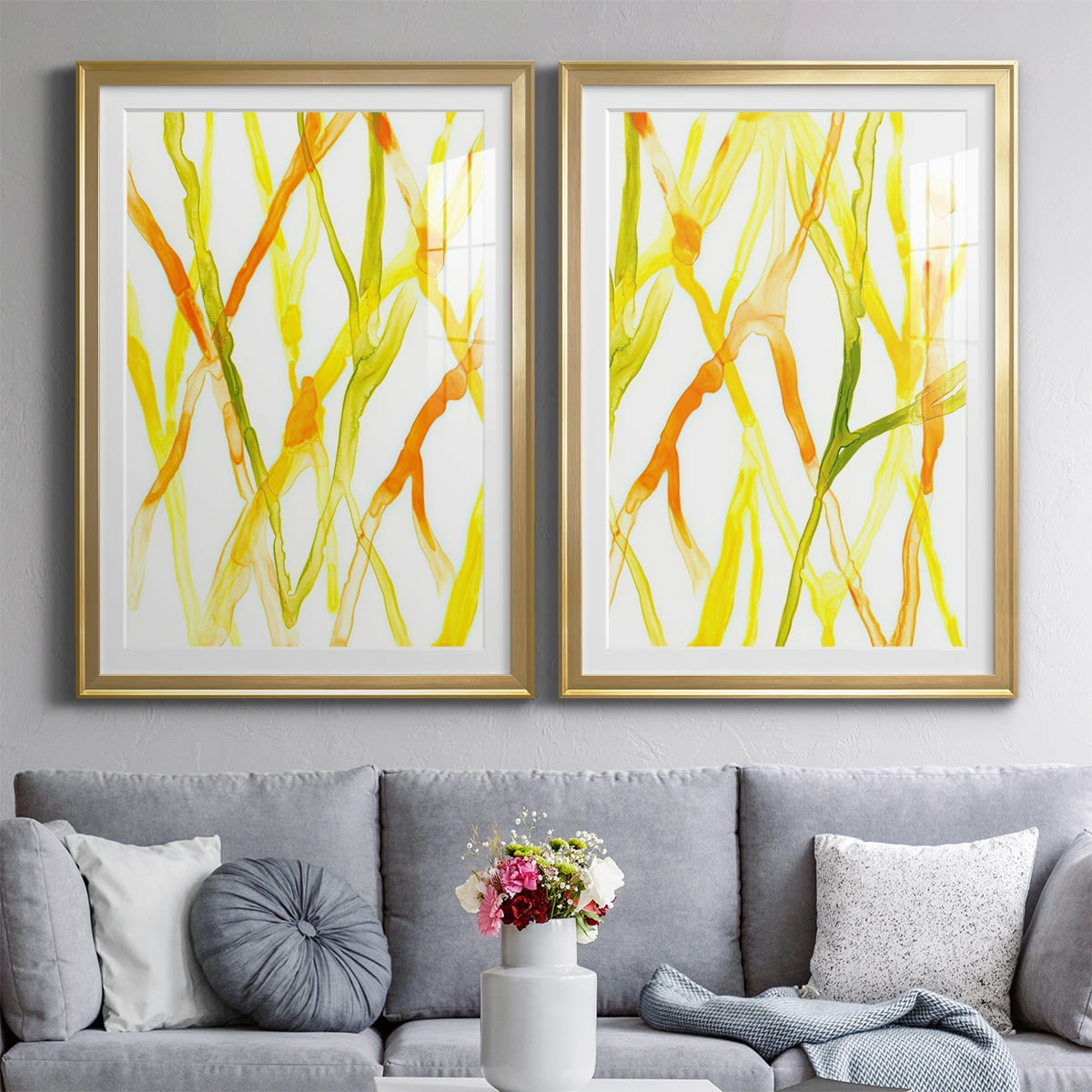 Wexford Home Runnel III Premium Framed Print, 26.5" x 36.5" - Ready to Hang, Gold (Set of 2)