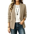 thumbnail image 2 of Jacket for Women Ndbuld Women's casual winter solid-color fitted lapel blazer cardigan top Coffee XXL, 2 of 6
