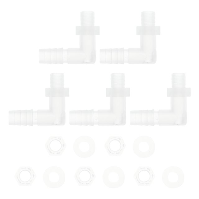 Conector de barbilla de codo macho NPT G1/8 de 3/8" ID de manguera único Bargains PP claro 1 juego