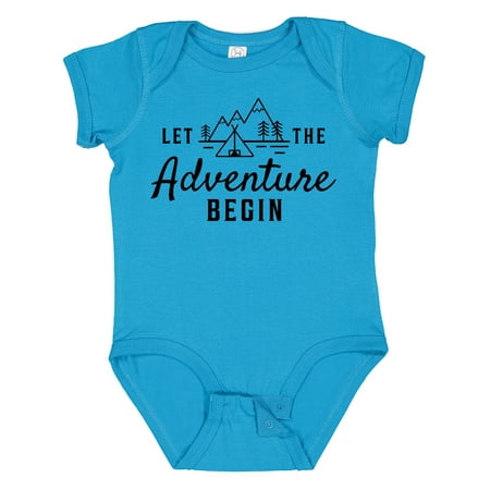 

Inktastic Let the Adventure Begin with Camping Tent and Mountains Gift Baby Boy or Baby Girl Bodysuit