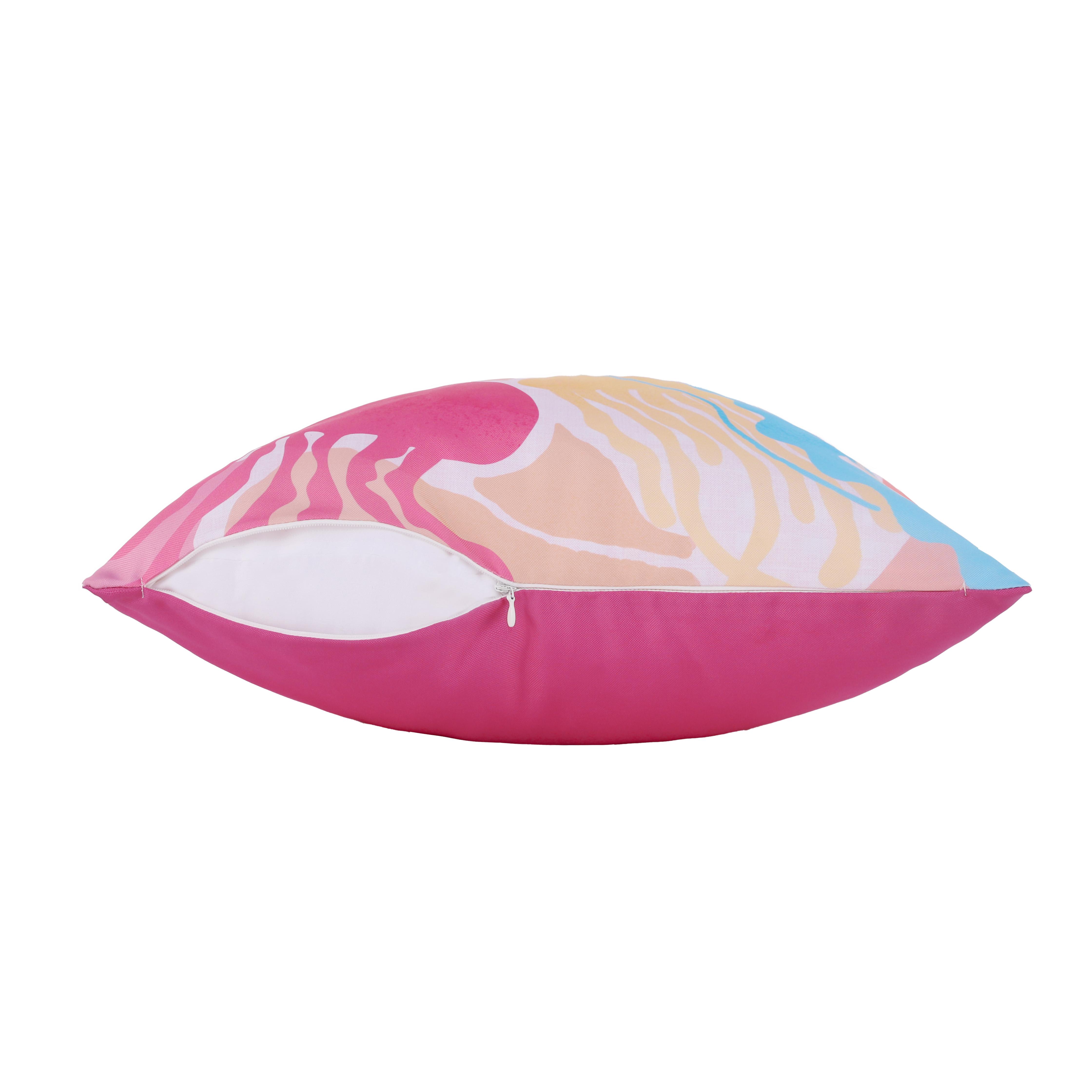 Phantoscope 18 x 18 Outdoor Jellyfish Pillows Pink Polyester Modern, Waterproof (Set of 2 )