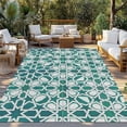 thumbnail image 2 of Teal Green Outdoor Rug for Patio/Deck/Porch, Non-Slip Large Area Rug 6 x 9 Ft, Vintage Abstract Geometric Texture Indoor Outdoor Rugs Washable Area Rugs, Reversible Camping Rug Carpet Runner, 2 of 8