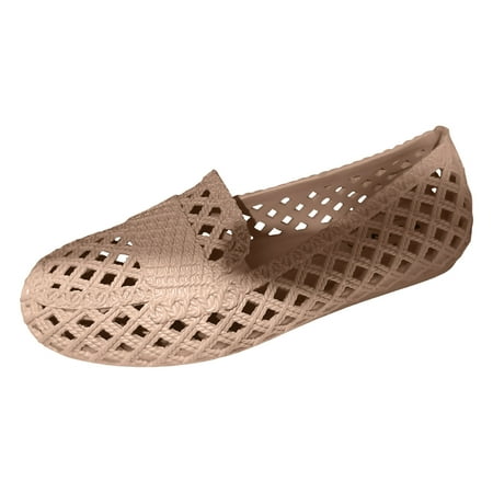 

Heeled Sandal Ladies Casual Solid Color Hollow Beach Wading Outside Wear Flat Bottom Shallow Mouth Single Shoes Casual Footwear Dance Boot Heels