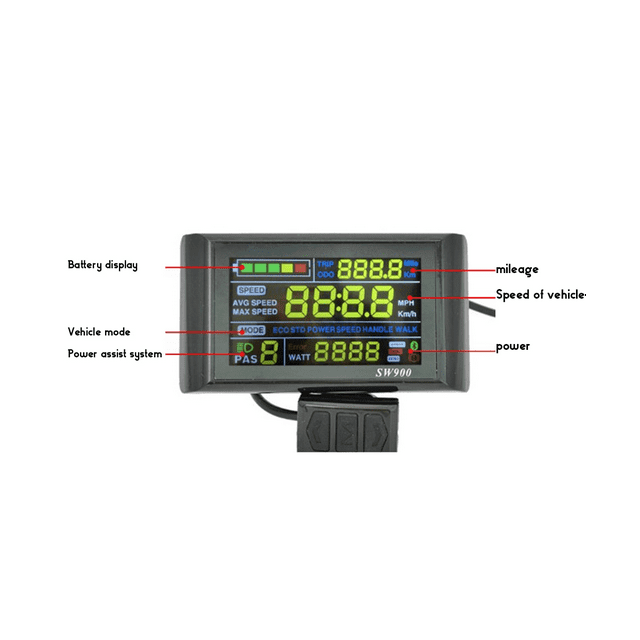 SW900 Color Screen Smart Diplay Electric Bicycle Mountain Bike Lcd Diplay 6 Cores Waterproof Cable Waterproof Interface