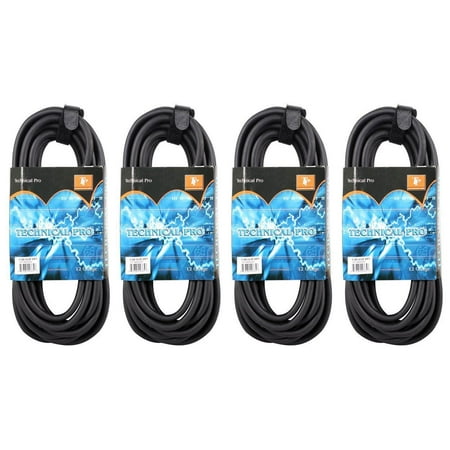 (4) Technical Pro CQS-1225 25 Ft 12 Gauge 1/4 to Speakon Pro Speaker Cables