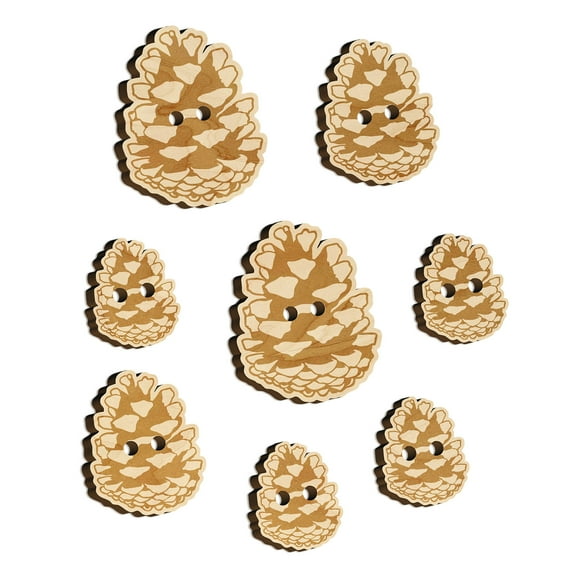 Realistic Pinecone Pine Cone Wood Buttons for Crochet Knitting Sewing DIY Craft - 1.00 Inch Medium (7pcs)
