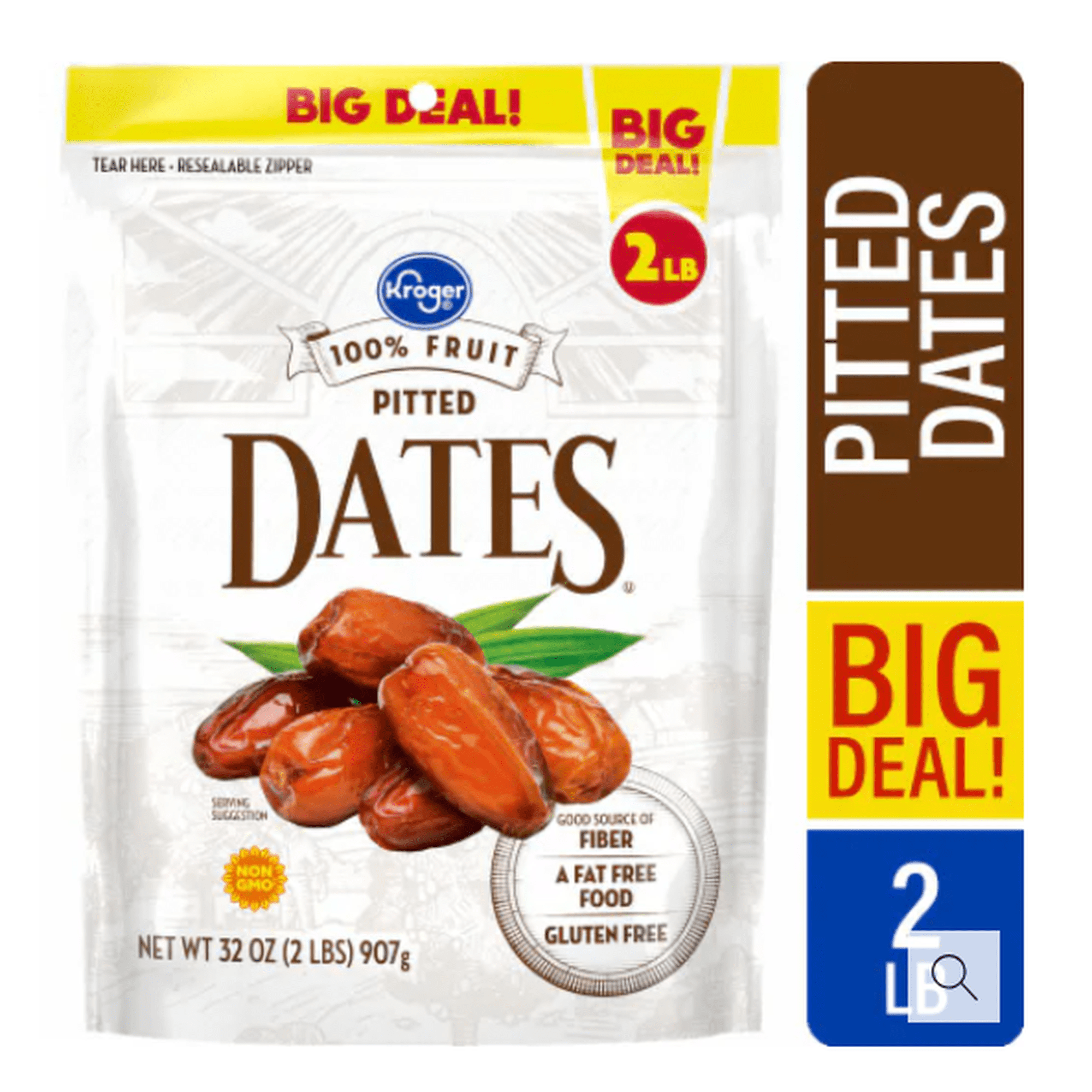 Kroger Pitted Dates Non-GMO Fat Free Gluten-Free 32 oz Bag