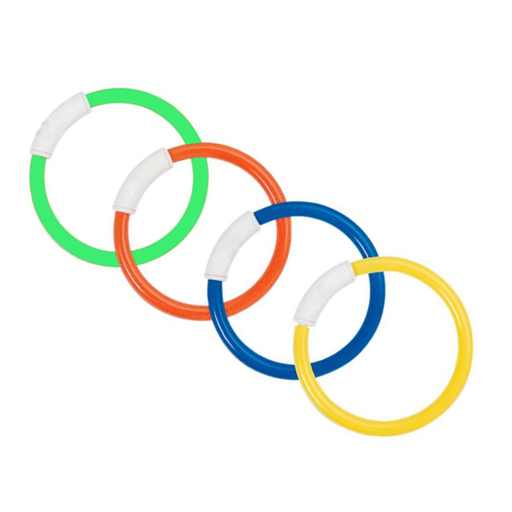 4pcs Colorful Diving Rings Plastic Swimming Pool Fun Underwater Ring Loaded Throwing Circle Toys