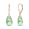 thumbnail image 2 of Galaxy Gold 10.2 Carat 14k Solid Rose Gold Leverback Earrings Briolette Green Amethyst, 2 of 2