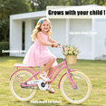 thumbnail image 3 of POVANLI 20" Girls Bike with Detachable Basket,Kid Bicycle for 6-8 Years Old,No Training Wheels Included Gift Pink, 3 of 8