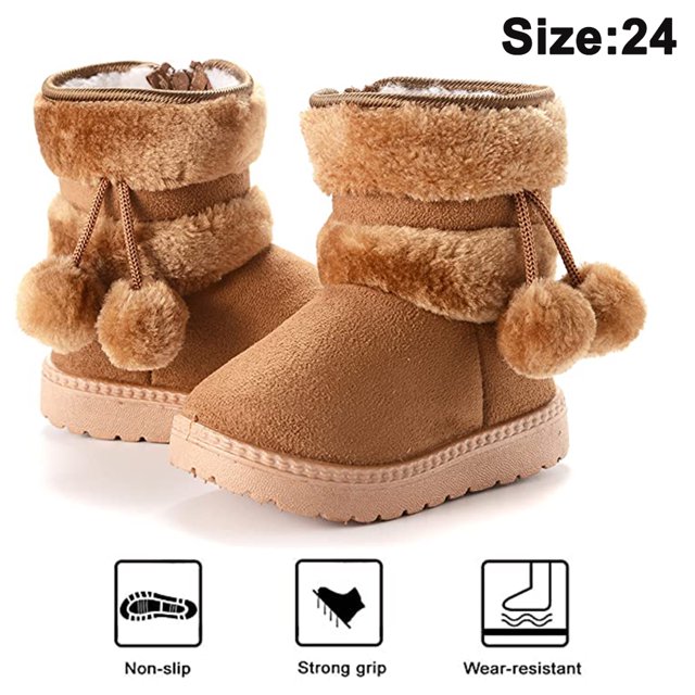 1 par de botas de nieve para bebés, niños y niñas, botón Premium, suela blanda antideslizante, zapatos de cuna cálidos para primeros pasos para niños pequeños Ormromra 221826-5