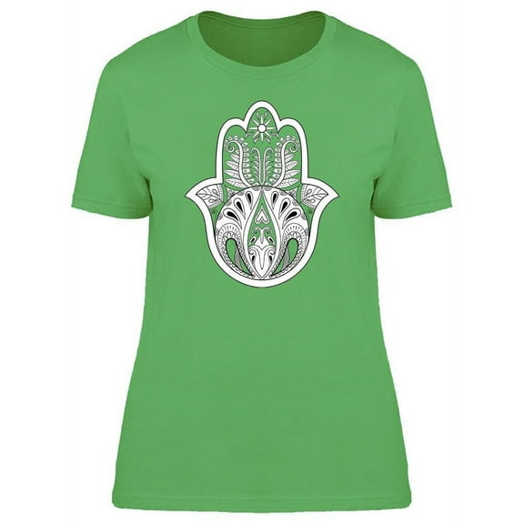 Hamsa Hand Drawn Symbol Prayer T-Shirt Women -Image by Shutterstock, Female Medium