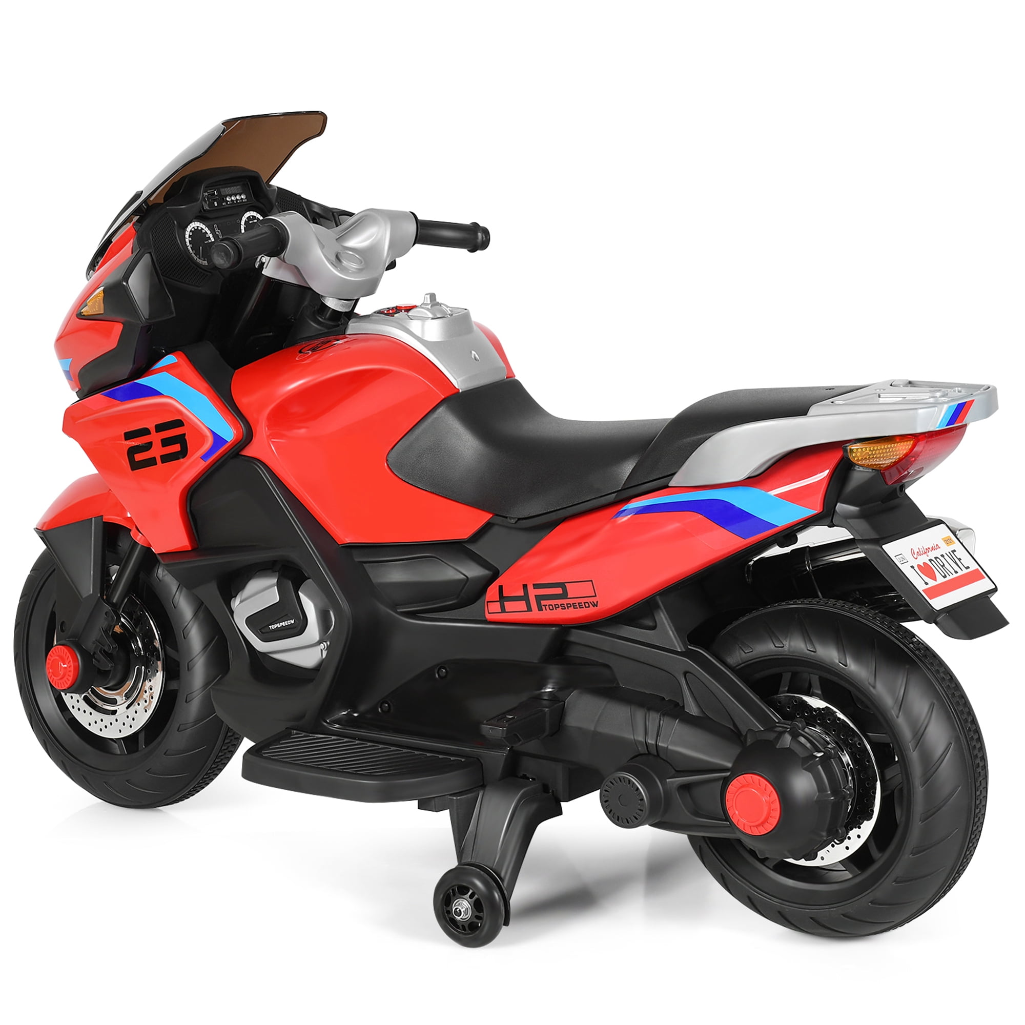 Gymax 12V Electric Kids Ride On Motorcycle w/ Training Wheels Red