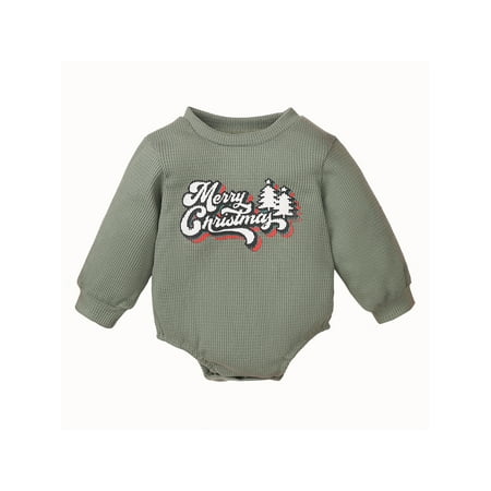 

GXFC Infant Christmas Clothes for Girls Boys 6M 9M 12M 18M 24M Newborn Long Sleeve Letter Print Romper Christmas-themed Clothing for Baby