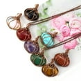 thumbnail image 6 of 1X Crystal Pumpkin Wire Wrapped Necklace Copper Pendant Halloween Autumn Jewelry, 6 of 9