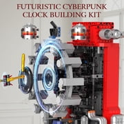 Cyberpunk Clock Building Blocks Set 10187, 1601 PCS App Controlled Engine Clock Model with Battery & Motor, Functional Desk Clock