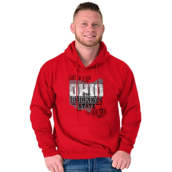 Ohio Heart of it All State Shaped Map Unisex Plus Fleece Graphic Hoodie Brisco Brands 2X