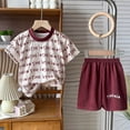 thumbnail image 2 of Splozh Toddler Boy Clothes 1-12 Years Summer Outfits Short Sleeve Shirt Shorts Baby Boy Casual Clothes,Wine,11-12 Years, 2 of 5