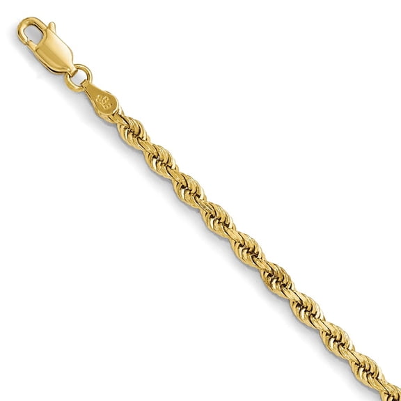 Leslie's Real 14kt Yellow Gold 3.5mm Diamond-Cut Lightweight Rope Chain Chain Bracelet; for Adults and Teens; for Women and Men