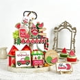 thumbnail image 6 of Summer Themed Tiered Tray Decor Set, Watermelon Design Wooden Centerpiece, Seasonal Home Decoration for Holiday Display Kitchen Living Room, 6 of 8