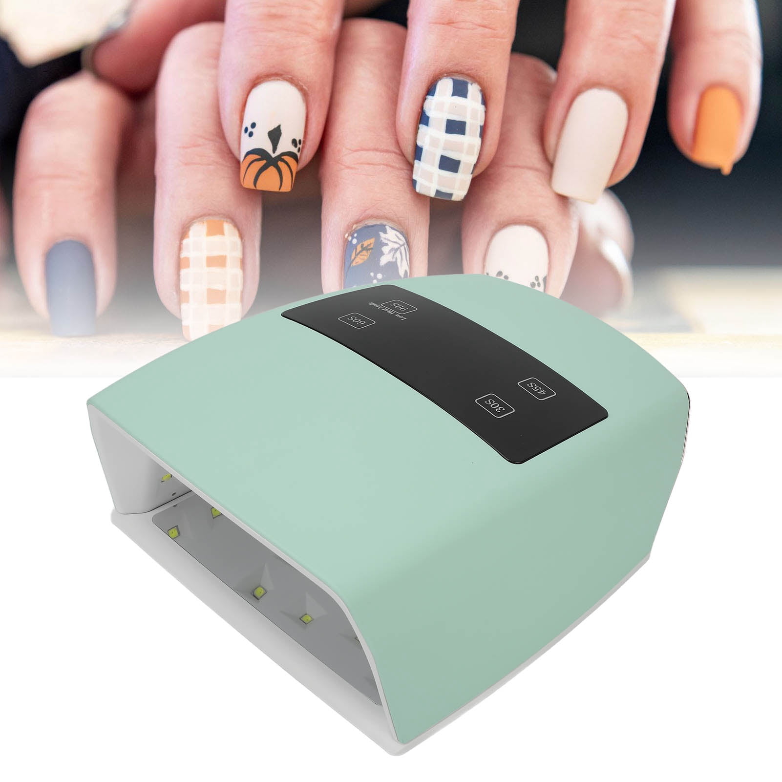 BIMZUC 96W Nail Gel Dryer 32pcs Light Chips 4 Time Setting LED Screen Nail Polish Curing Lamp Cordless Rechargeable 10.24 inches / 26 cm EU Plug For At-Home Salon