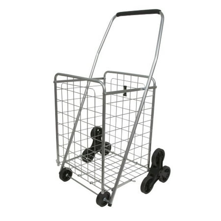 Helping Hand Stair Climber Folding Shopping Cart With Wheels And Handle Silver