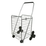 Helping Hand Stair Climber Folding Shopping Cart with Wheels and Handle, Silver