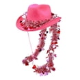thumbnail image 4 of SRZYMJ Cowboy Hat for Men and Women Heart Sequins Ribbons Decor Western Cowgirl Hat for Halloween, 4 of 4