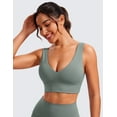 thumbnail image 2 of CRZ YOGA Butterluxe Womens V-Neck Longline Sports Bra Wireless U-Shaped Yoga Padded Crop Top, 2 of 5