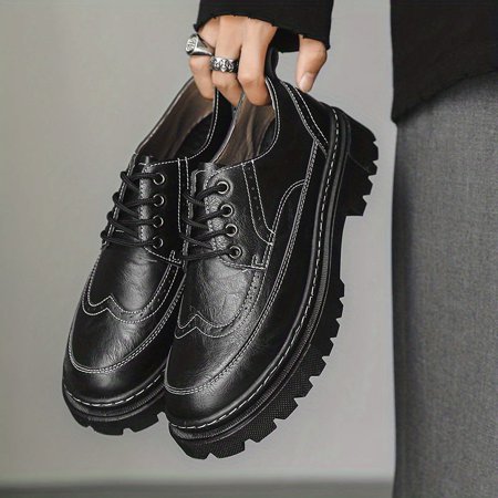 KINODAY Wingtip Chunky Derby Shoes Casual Walking Shoes Lace-up Front Shoes For Men Dark Academia Aesthetic