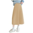 thumbnail image 3 of Jinhomg Flowy Pleated Skirts for Women Soft Comfy High Waist Satin Skirts Plus Size Casual Solid A Line Summer Skirts 2025 Long Swing Skirts Khaki XXL, 3 of 7