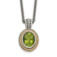 thumbnail image 4 of Sterling Silver Two Tone Silver And Gold Plated Sterling Silver w/Peridot Necklace, 4 of 5