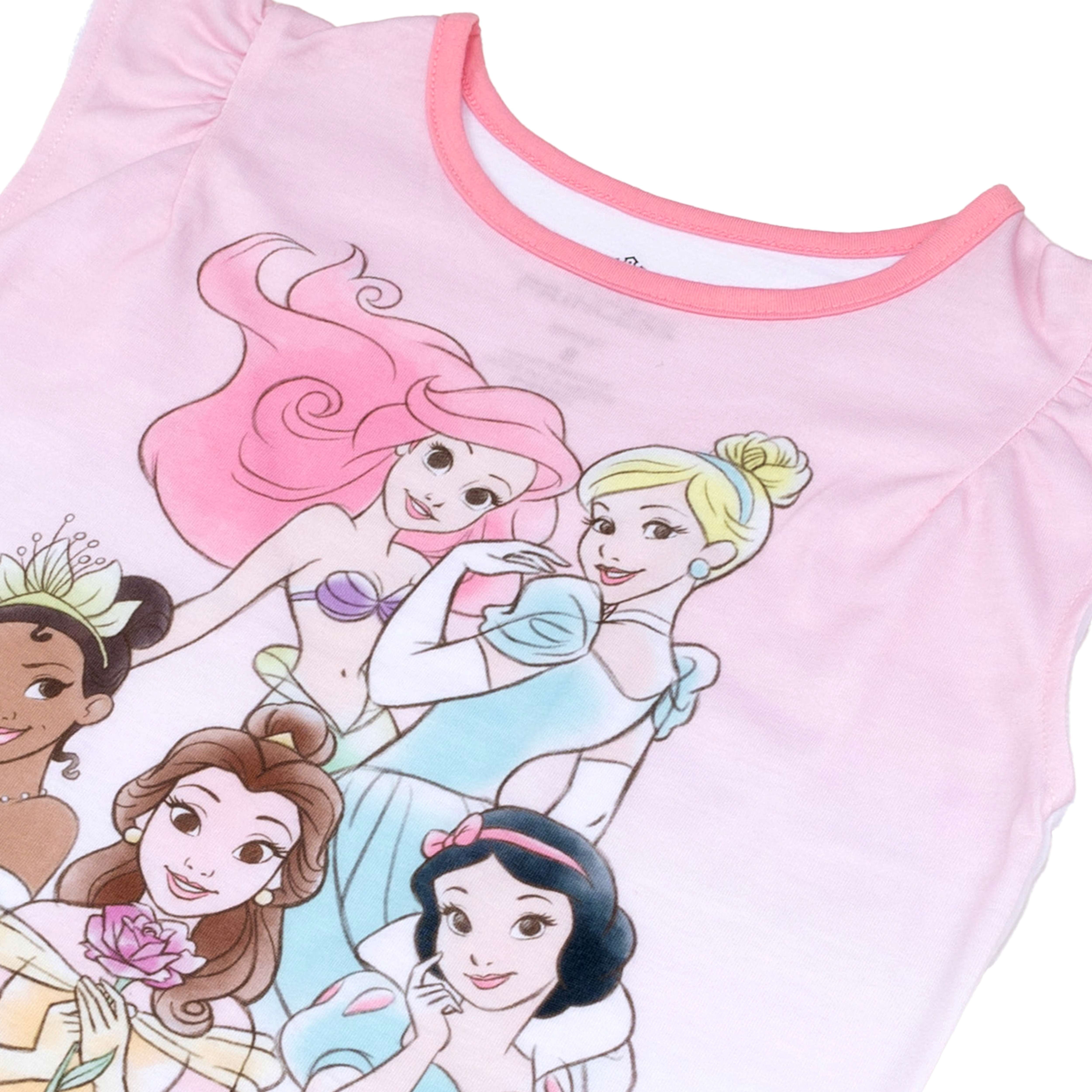 Disney Princess Girls Short Sleeve and Pant Pajama Set, Sizes 4-10