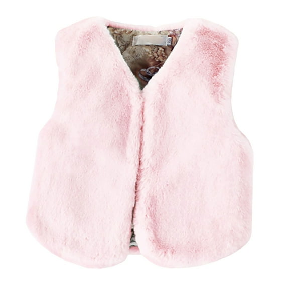 Kids Girls Faux -Fur Vest Winter Padded Open Front Sherp𝐚 Sleeveless Outwear Toddler Thick Fuzzy Warm Fleece Jackets