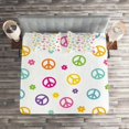 thumbnail image 2 of Ambesonne Colorful Quilted Coverlet 3 Pcs, Old Peace Sign, King Size, Multicolor, 2 of 2