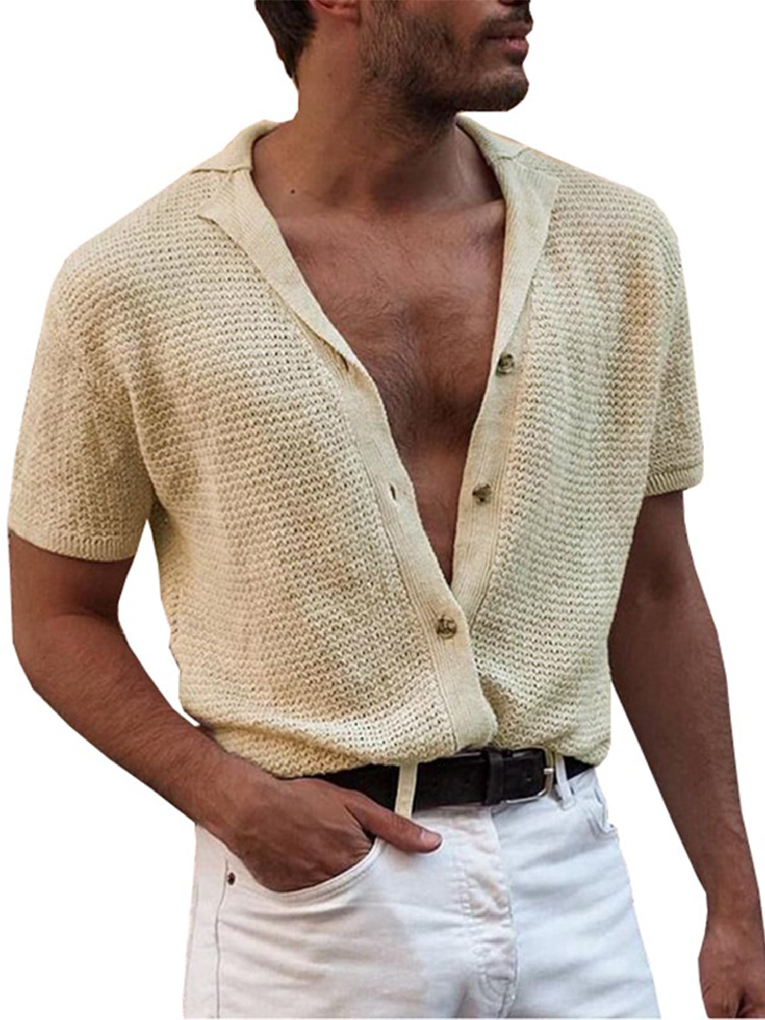 T-Shirt for Mens Casual Breathable Art Short Sleeve Knitted T Shirt T-Shirt for Mens Casual Breathable Art Short Sleeve Knitted T Shirt