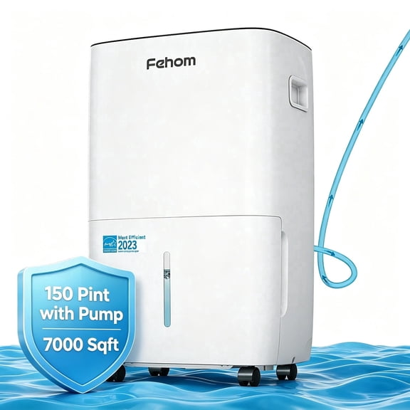 Fehom 150 Pint Dehumidifiers with Pump for Basement & Whole House up to 7,000 Sq. Ft, Large Energy Star Dehumidifiers, 50 Pint DOE