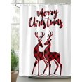 thumbnail image 2 of Merry Christmas Standard Shower Curtain Set, Waterproof Shower Curtains for Bathroom, Plaid Xmas Elk Seasonal Winter Holiday Washable Fabric Cloth Bath Curtain for Bathtub with Hooks 72x72 Inches, 2 of 6